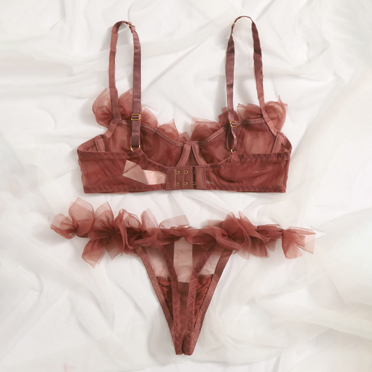 Sexy Underwear High Grade Pure Bow Seduction Net Suspender Underwear Three Point Sexy Lingerie Set