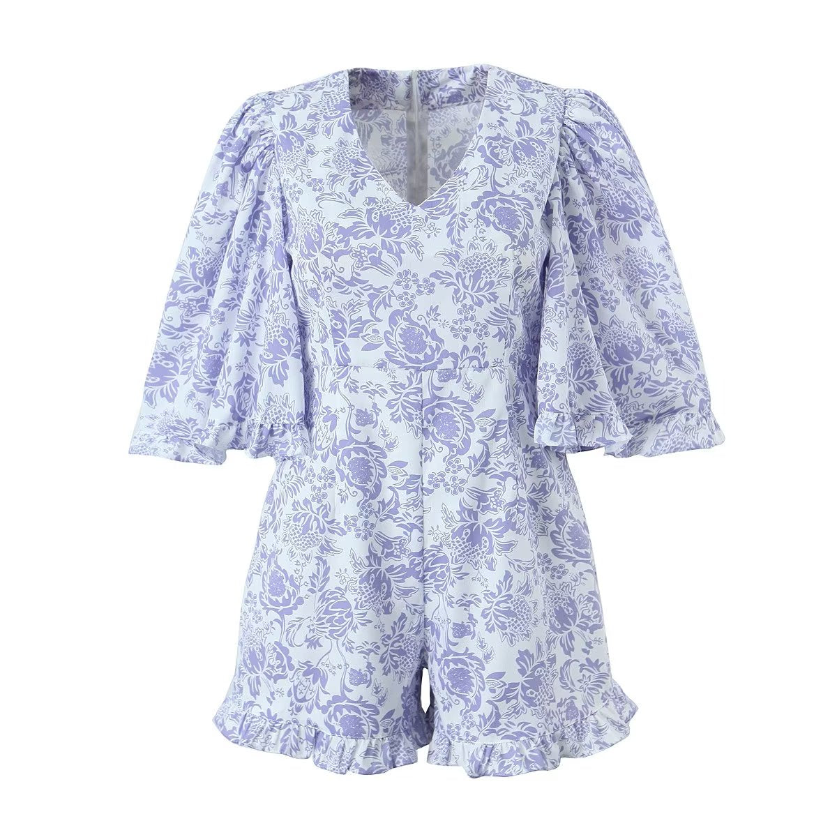 Early Spring V neck Lace up Waist Controlled Slimming Casual Romper