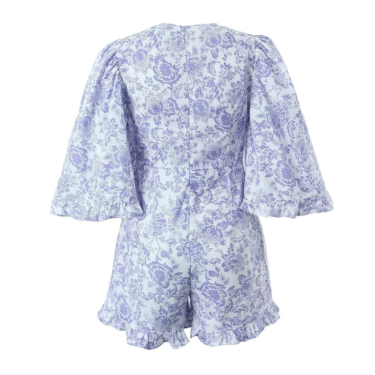 Early Spring V neck Lace up Waist Controlled Slimming Casual Romper
