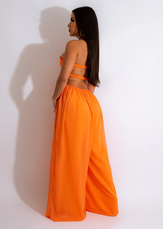 Women Clothing Spring Summer Solid Color Sexy Loose Backless Jumpsuit