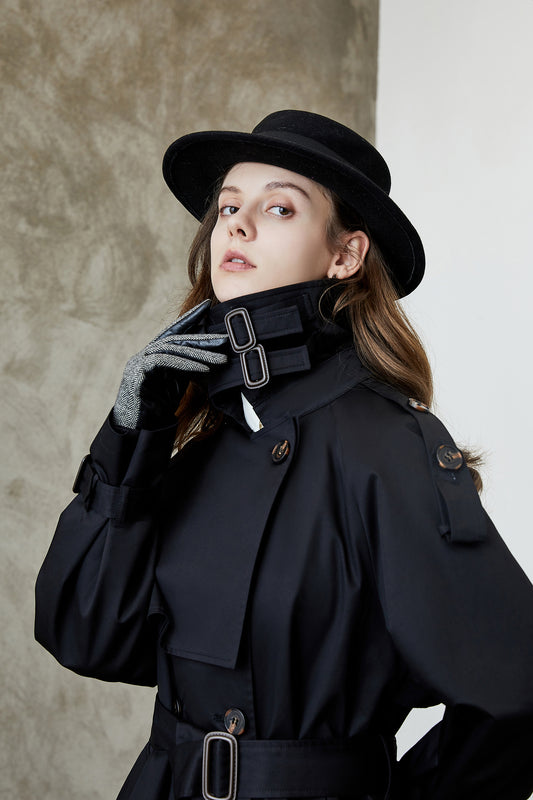 Element Overknee Long Trench Coat Women Popular Korean Autumn Winter Waist Controlled Slimming Coat - Wanita Store