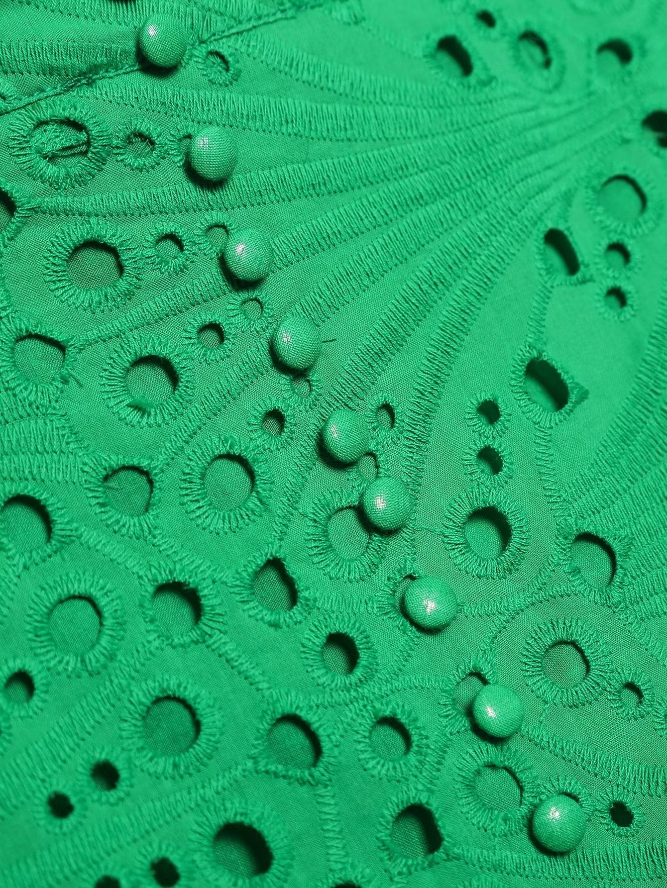 Women Clothing Embroidered Laminated Decoration Green Skirt