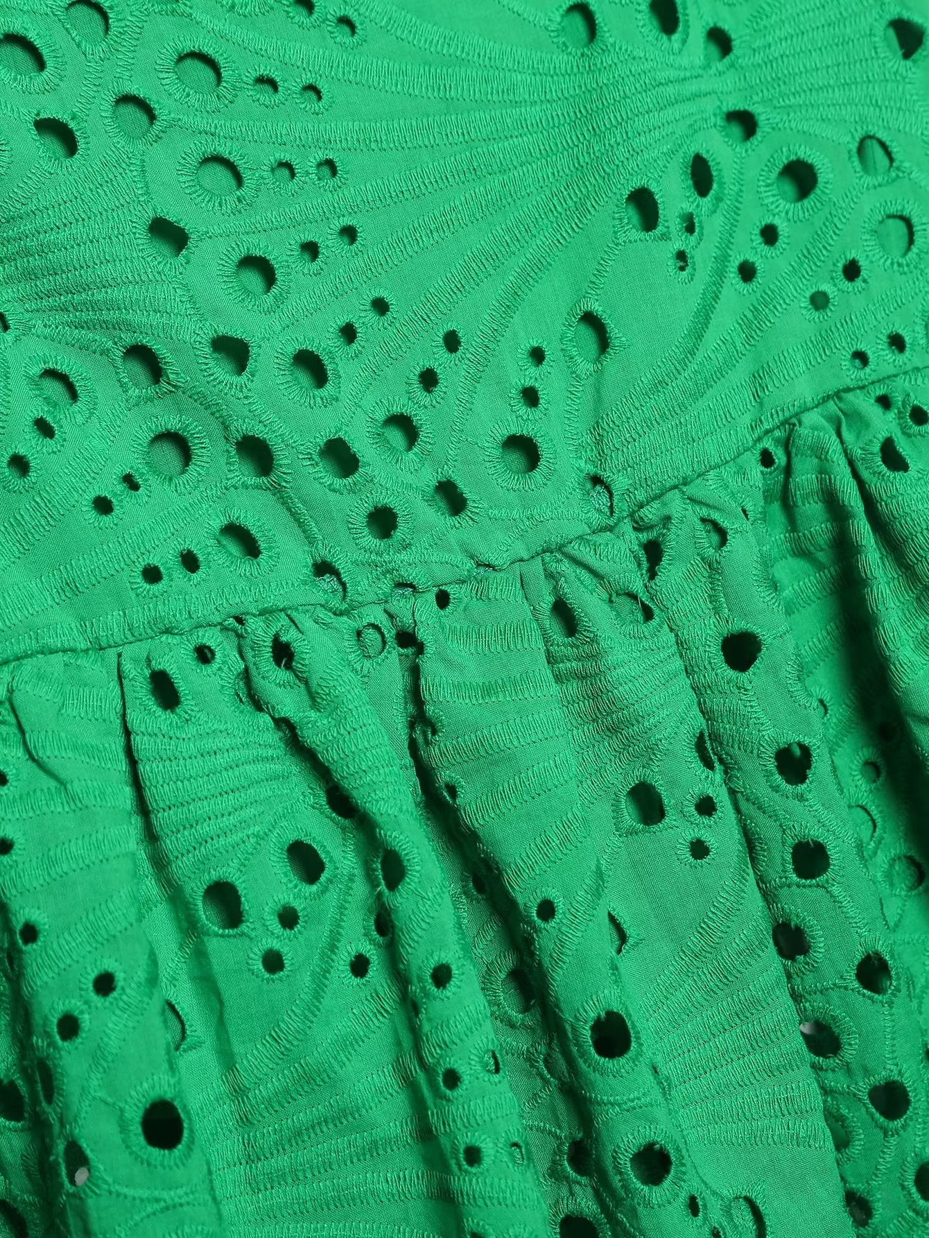Women Clothing Embroidered Laminated Decoration Green Skirt