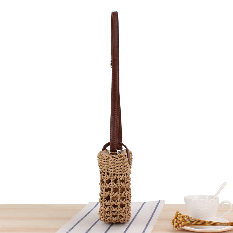 Casual Shoulder Hand-Woven Bag Hollow Out Cutout Semicircle Crossbody Straw Bag Women Bag Beach Bag