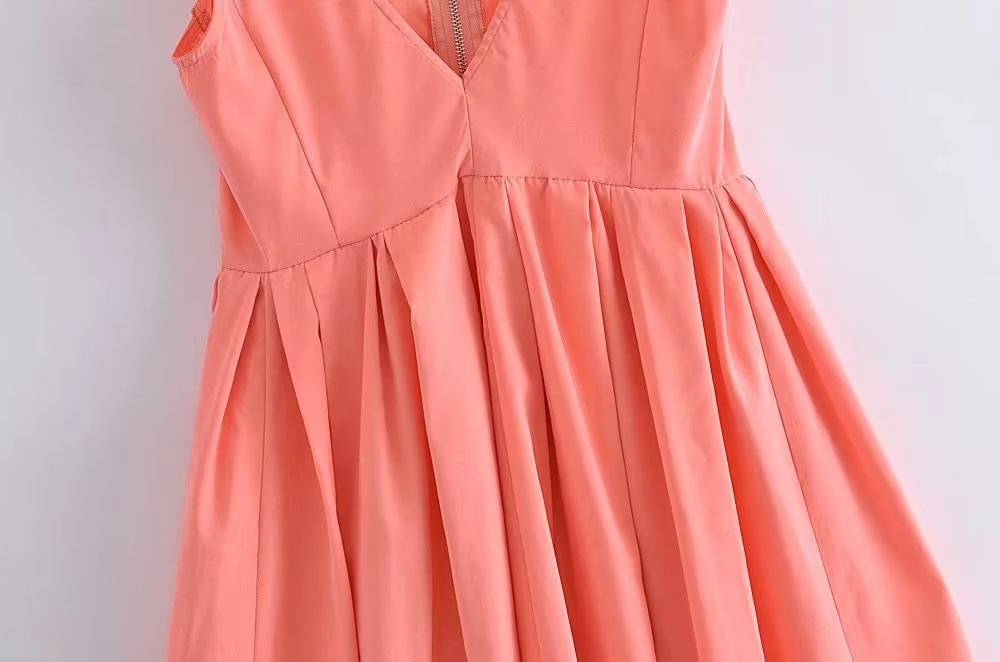 Spring Sexy Deep V Plunge Zipper Design Sling Vest Dress Bright Color Evening Dress