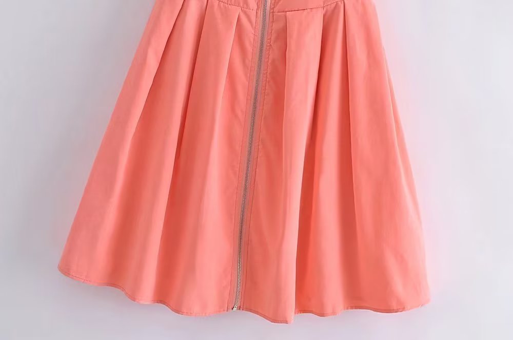 Spring Sexy Deep V Plunge Zipper Design Sling Vest Dress Bright Color Evening Dress