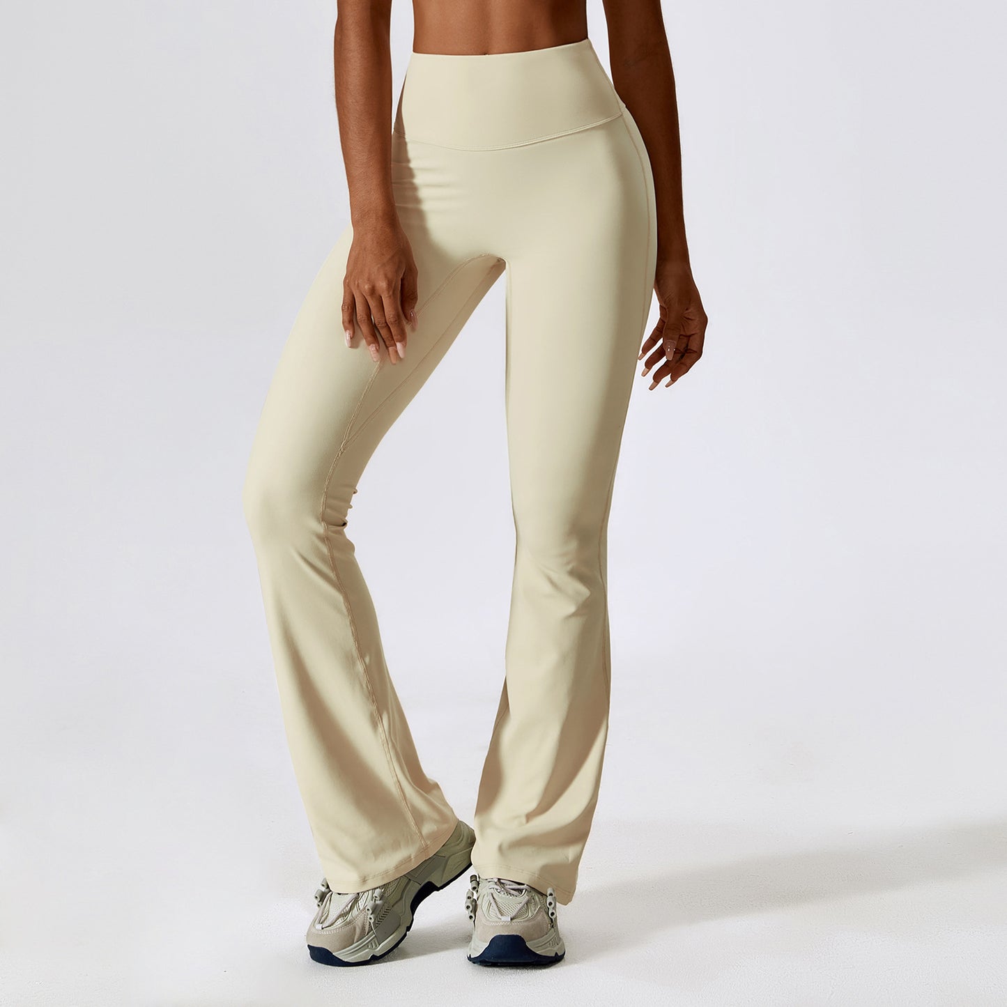 Sollinarry Wide Leg Tight Nude Feel Hip Lifting Yoga Bell Bottom Pants Dance High Waist Bootcut Casual Sports Pants