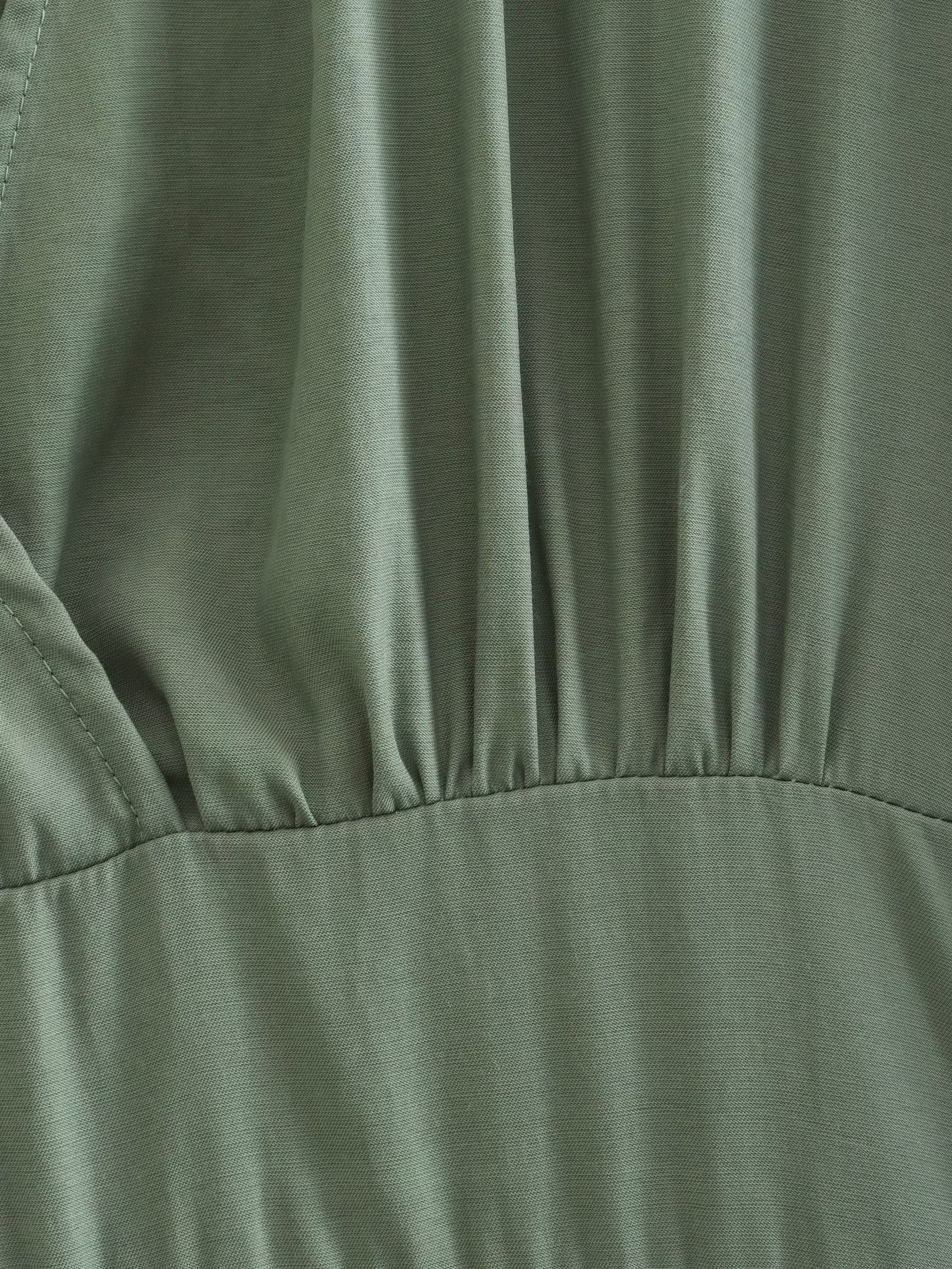 Intellectual Elegant V Neck Dress Autumn Solid Color High Waist A Line Dress Fashionable Pleated Dress Women