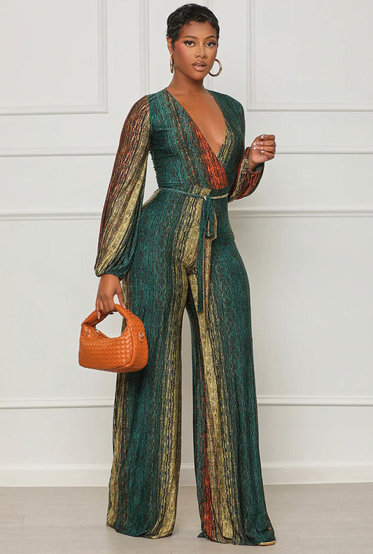 Long Sleeve Jumpsuit Loose Straight Jumpsuit Casual Women Clothing