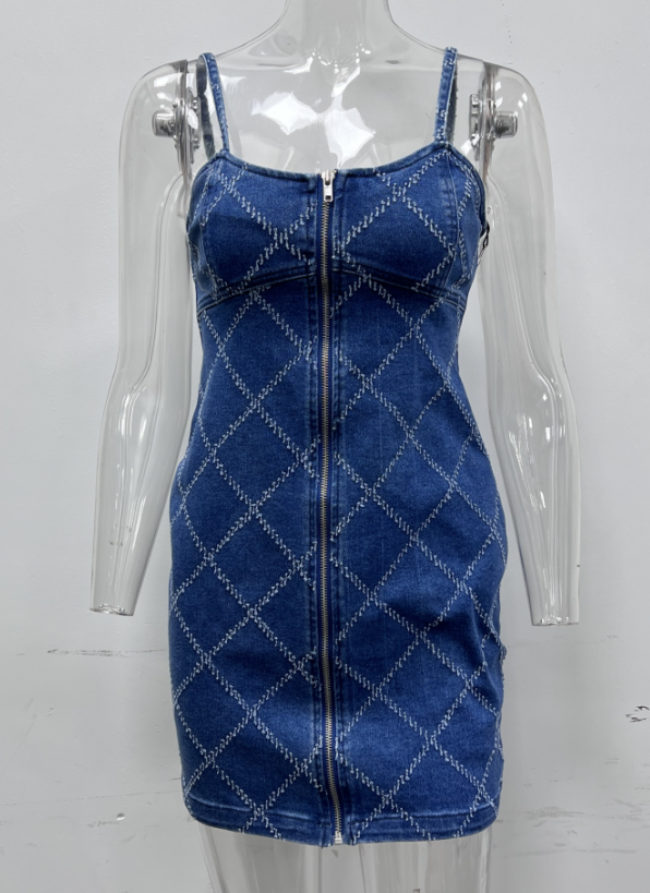 【MOQ-5 packs】 Women Sling Denim Dress
