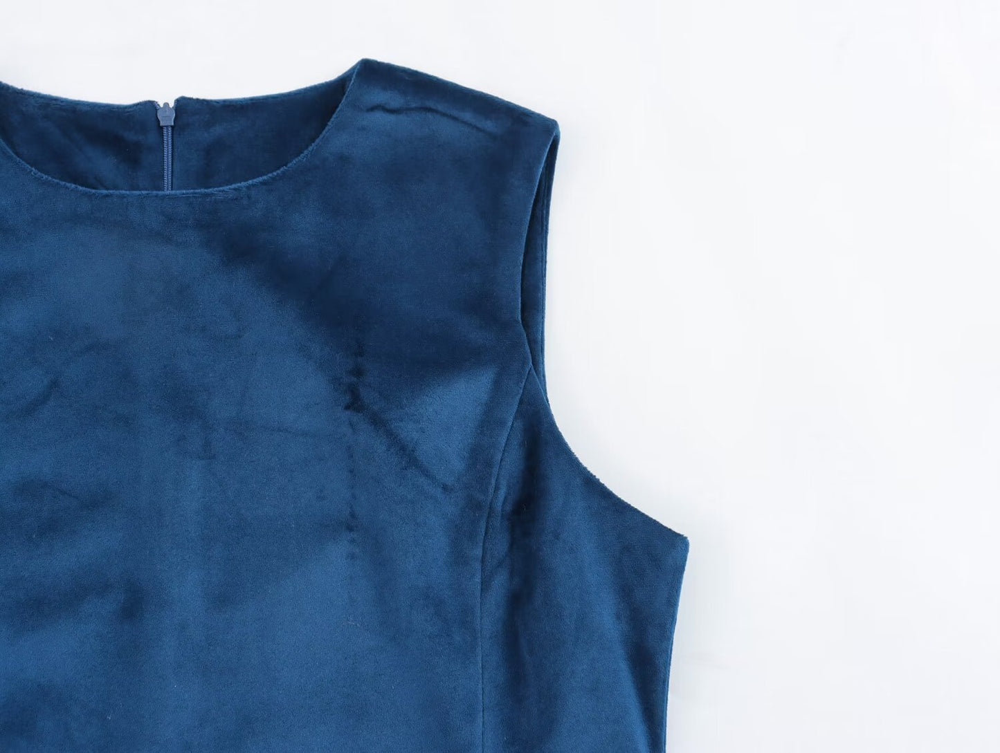Early Spring Women Clothing Round Neck Sleeveless Elegant Velvet Dress