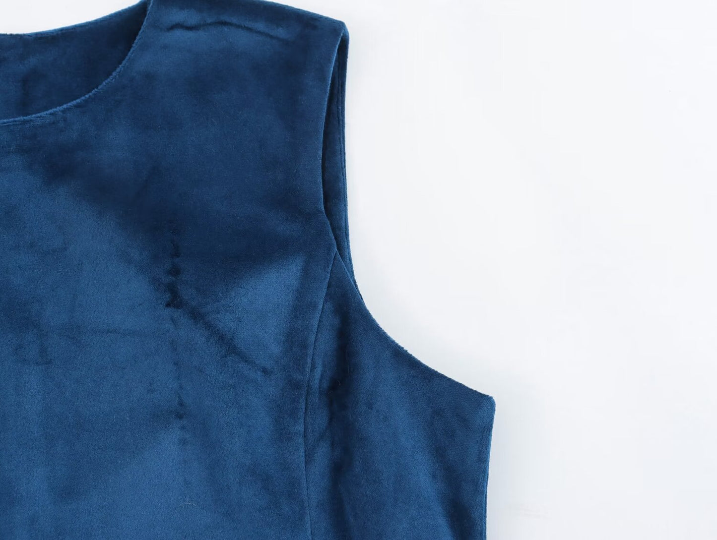 Early Spring Women Clothing Round Neck Sleeveless Elegant Velvet Dress