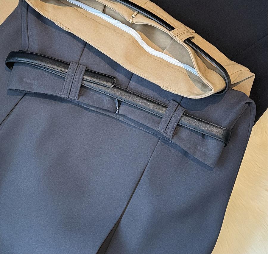 Korean Office High Waist Slimming Slit Pleated Skirt Women Spring Summer High Grade Belt Skirt