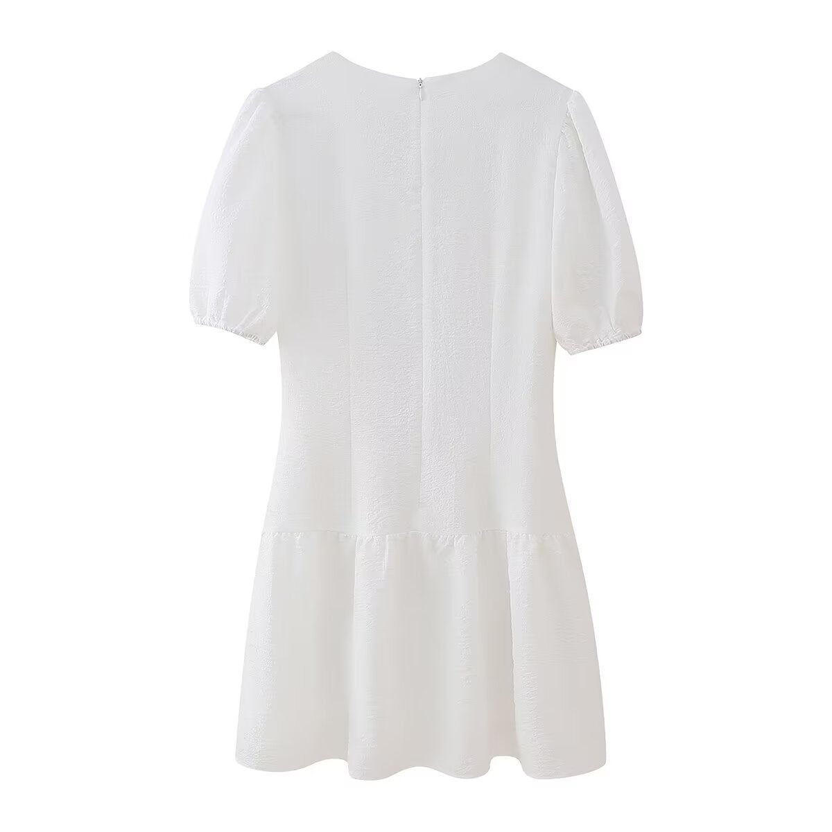 Summer Hollow Out Cutout Embroidered Mid Length Ruffled Dress White Ruffled Women