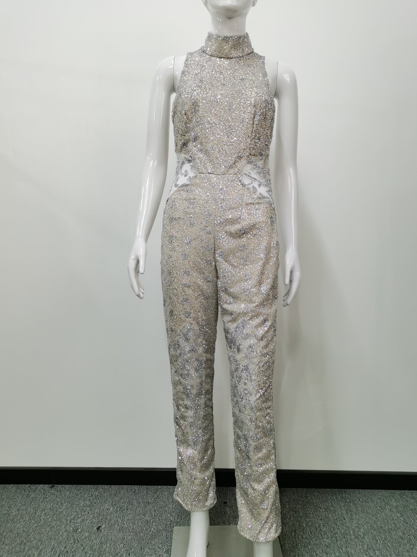 Autumn Winter Women Clothing Gold Sexy Sleeveless Trousers Jumpsuit