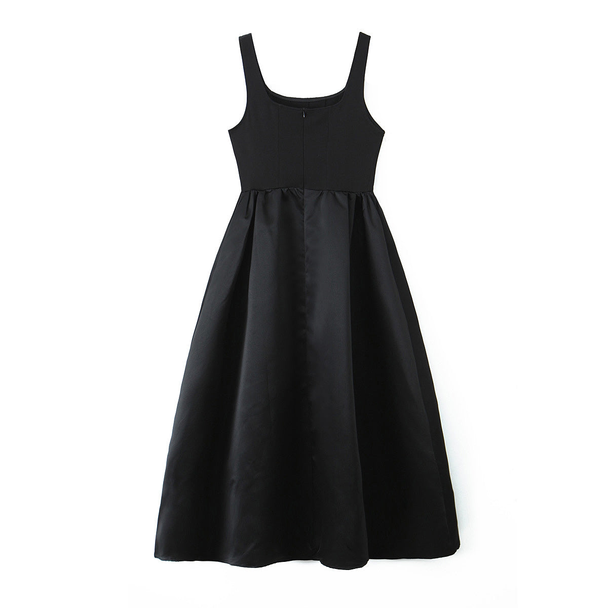 Women Solid Color Frill Strap Slim Fit Patchwork Casual Sling Dress