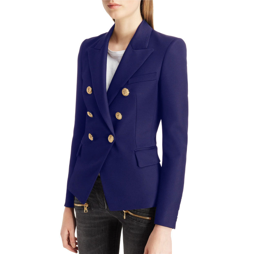 New Women Clothes Coat Autumn Winter Small Houndstooth Fashion Short Double Breasted Coat Blazer