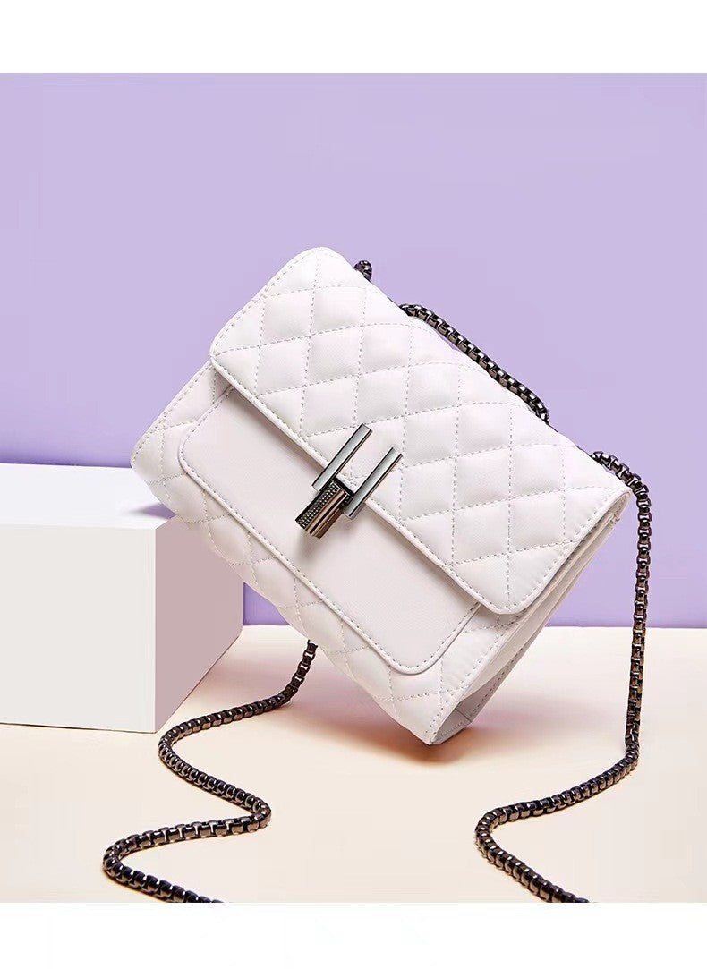 Rhombus Embroidery Line Small Square Bag Women Summer All Match Shoulder Bag Convenient Large Capacity Crossbody Chain Bag