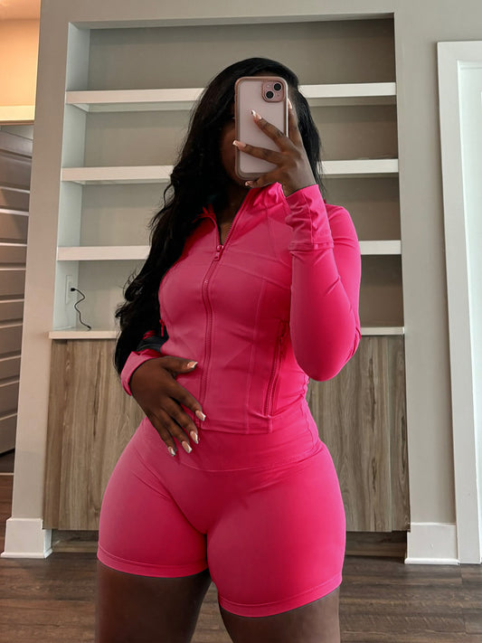 Spring Sports Casual Sexy Tight Long Sleeve Shorts Two Piece Set