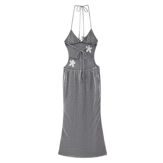 Women Clothing Graceful Fashionable Deep V Plunge Strap Slim Fit Backless Micro Transparent Evening Dress