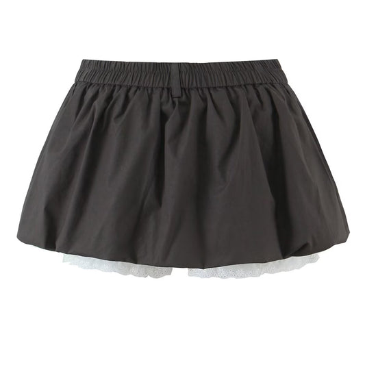 Sexy Wear Lace Bud Short Pantskirt Women Summer Low Waist Anti Exposure Slimming A line Skirt