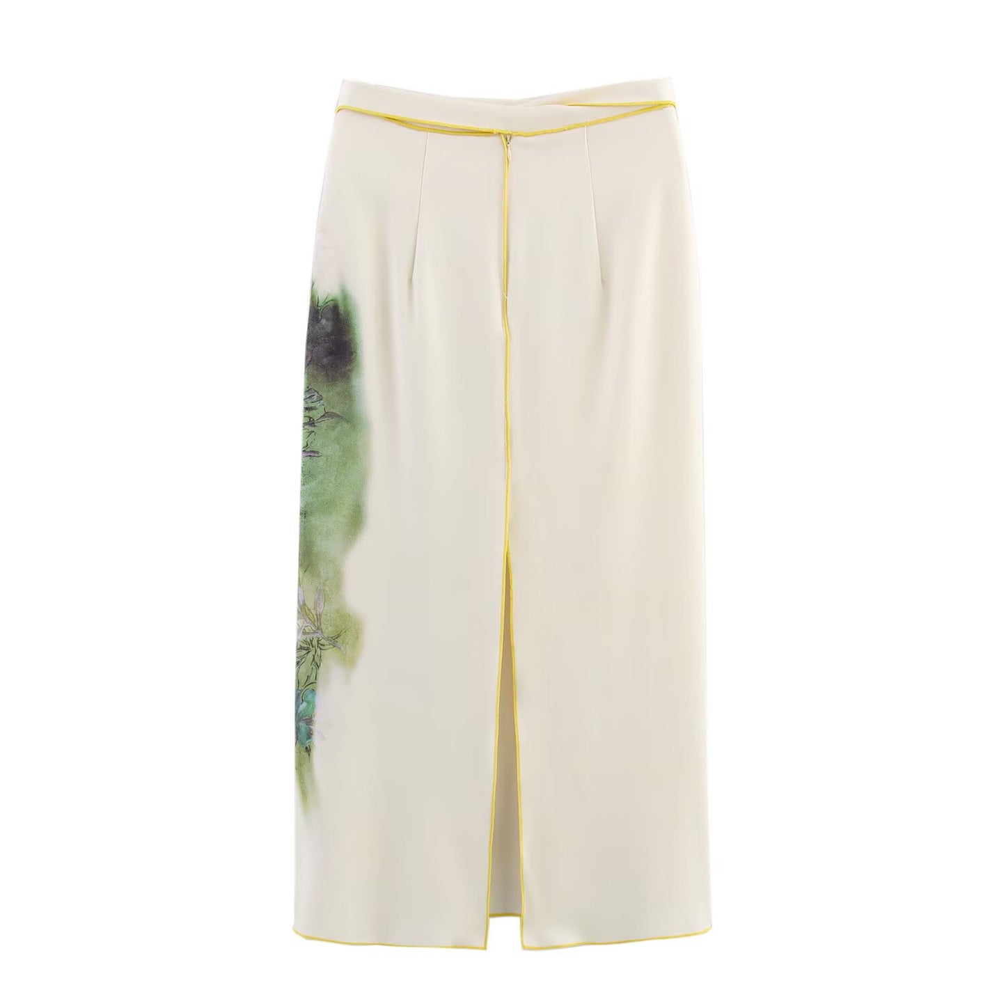 Summer Women Elegant Printed Satin Midi Skirt
