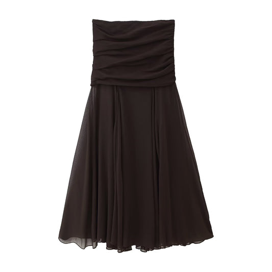 Summer Women Clothing Translucent Pleated Design Skirt
