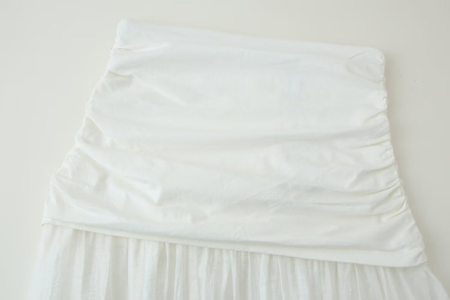 Women Pleated Decorative Stitching Mid Waist Midi Skirt