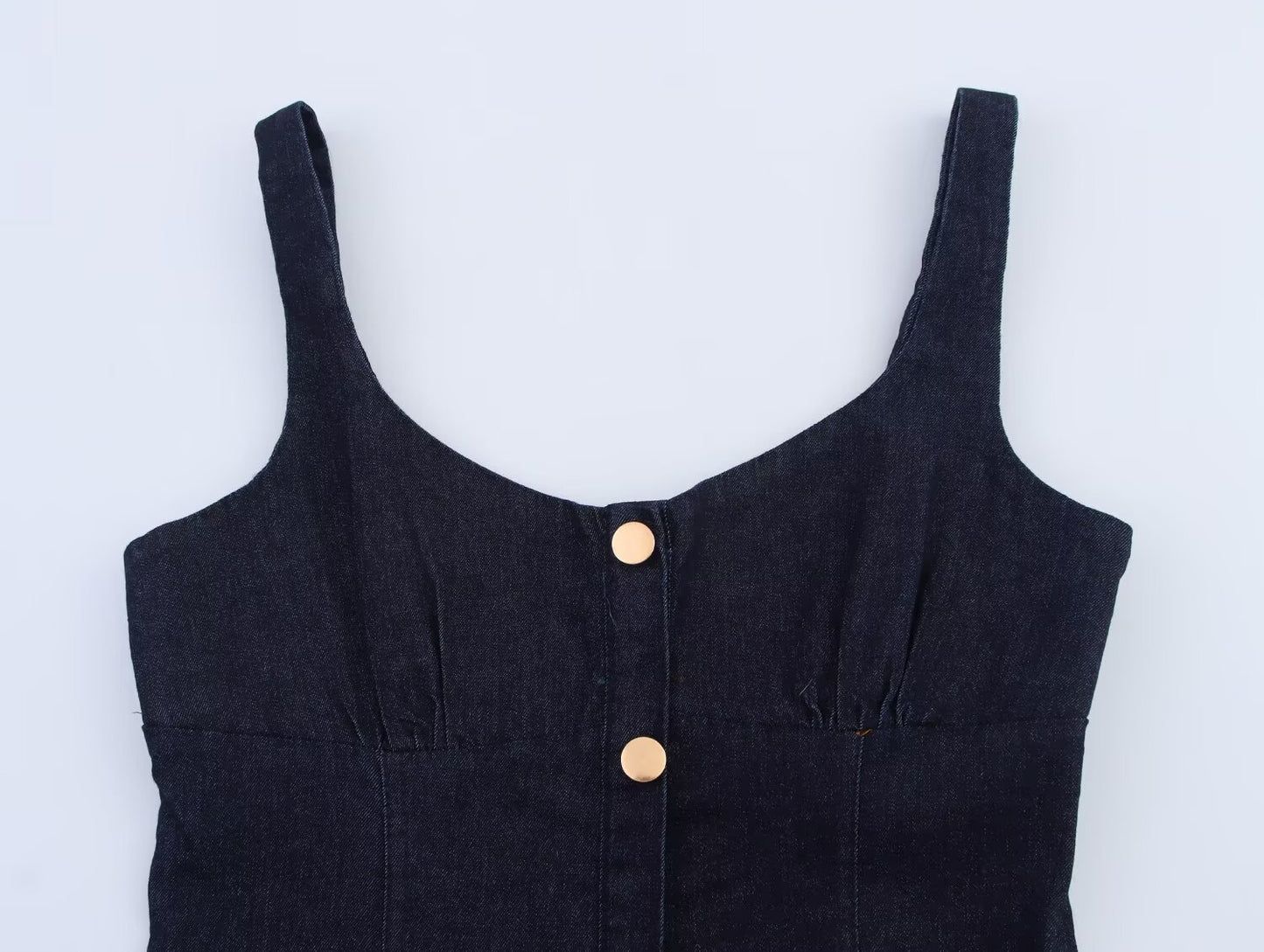 Women Clothing Denim Midi Length Sling Dress