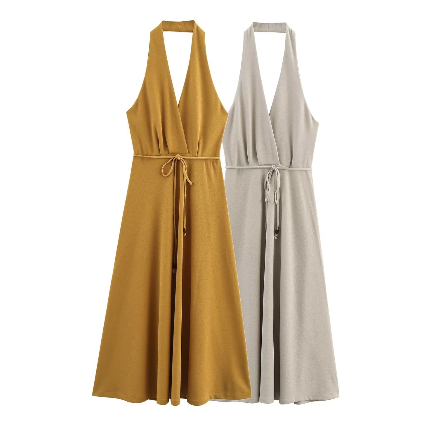 Women Clothing at Series Belt Hanging Collar Backless Dress