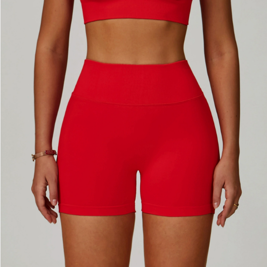 Sollinarry Seamless Knitted Tight Yoga Shorts Women V Shaped Waist Outer Wear Running Sports Quick Drying Fitness Pants