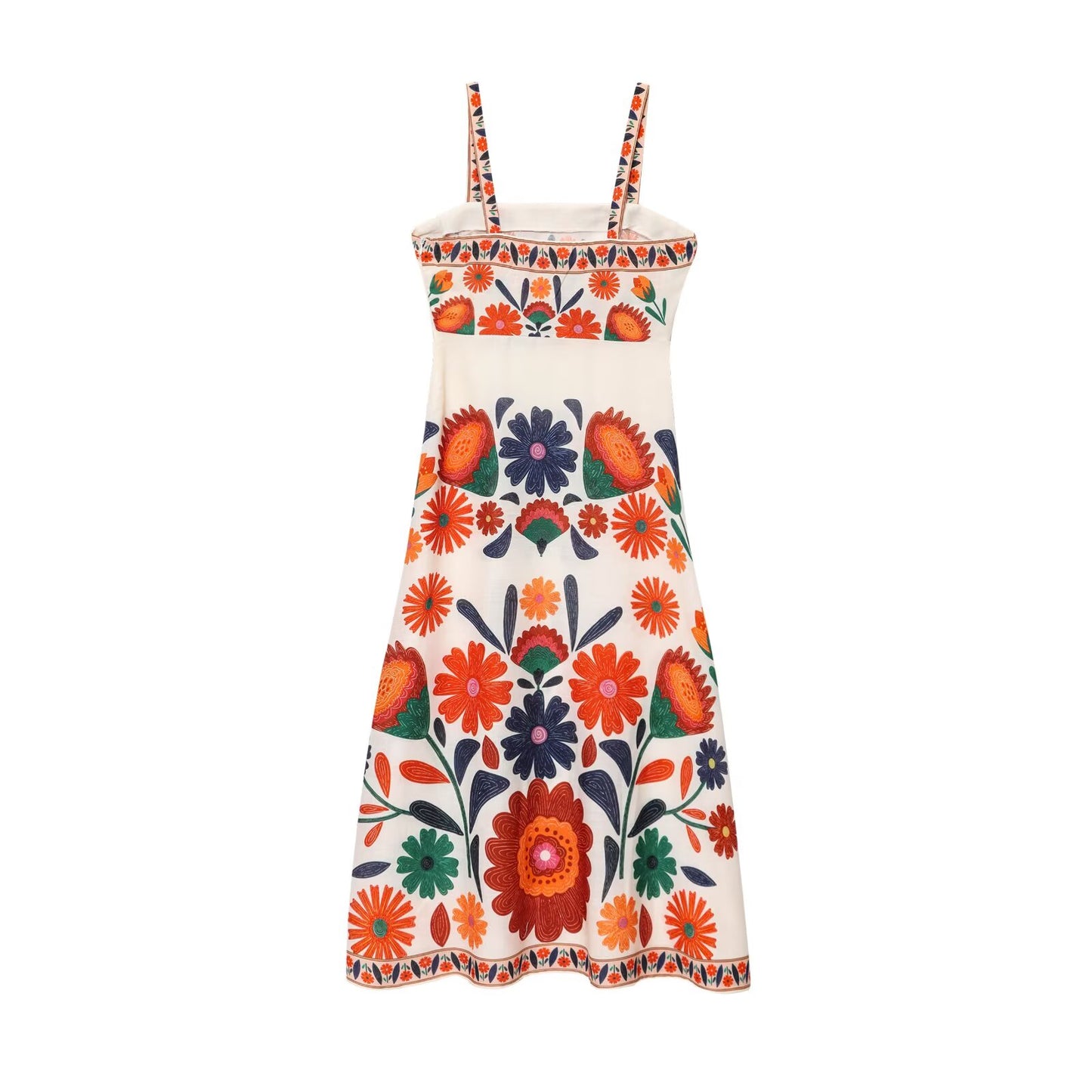 Women Clothing Summer Vacation Positioning Printing Slim Fit Sling Dress