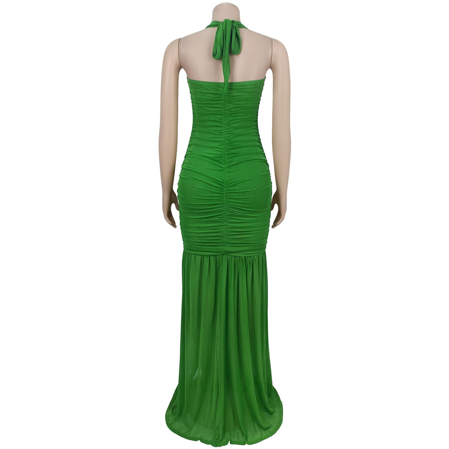 Women Wear Summer Mesh Sexy Slit Solid Color Dress