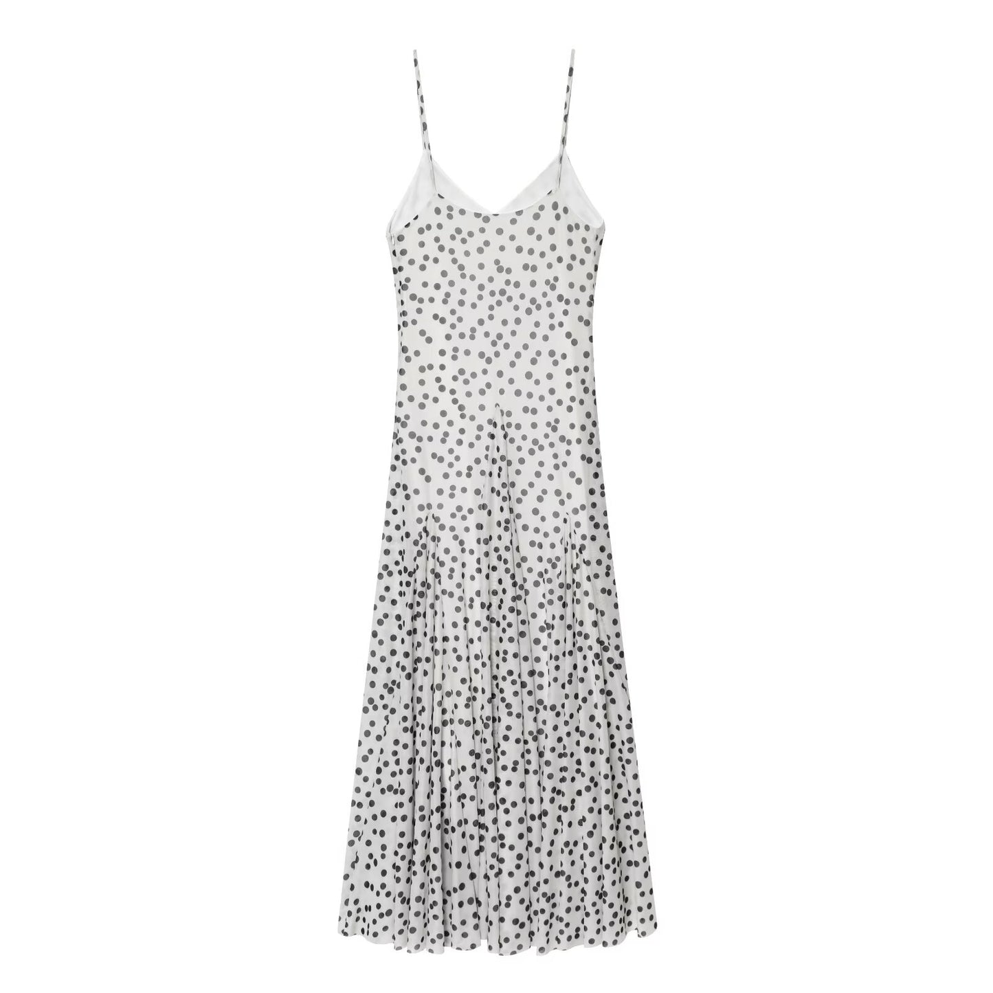 Women Clothing Fashionable Polka Dot Printed Long Sling Dress