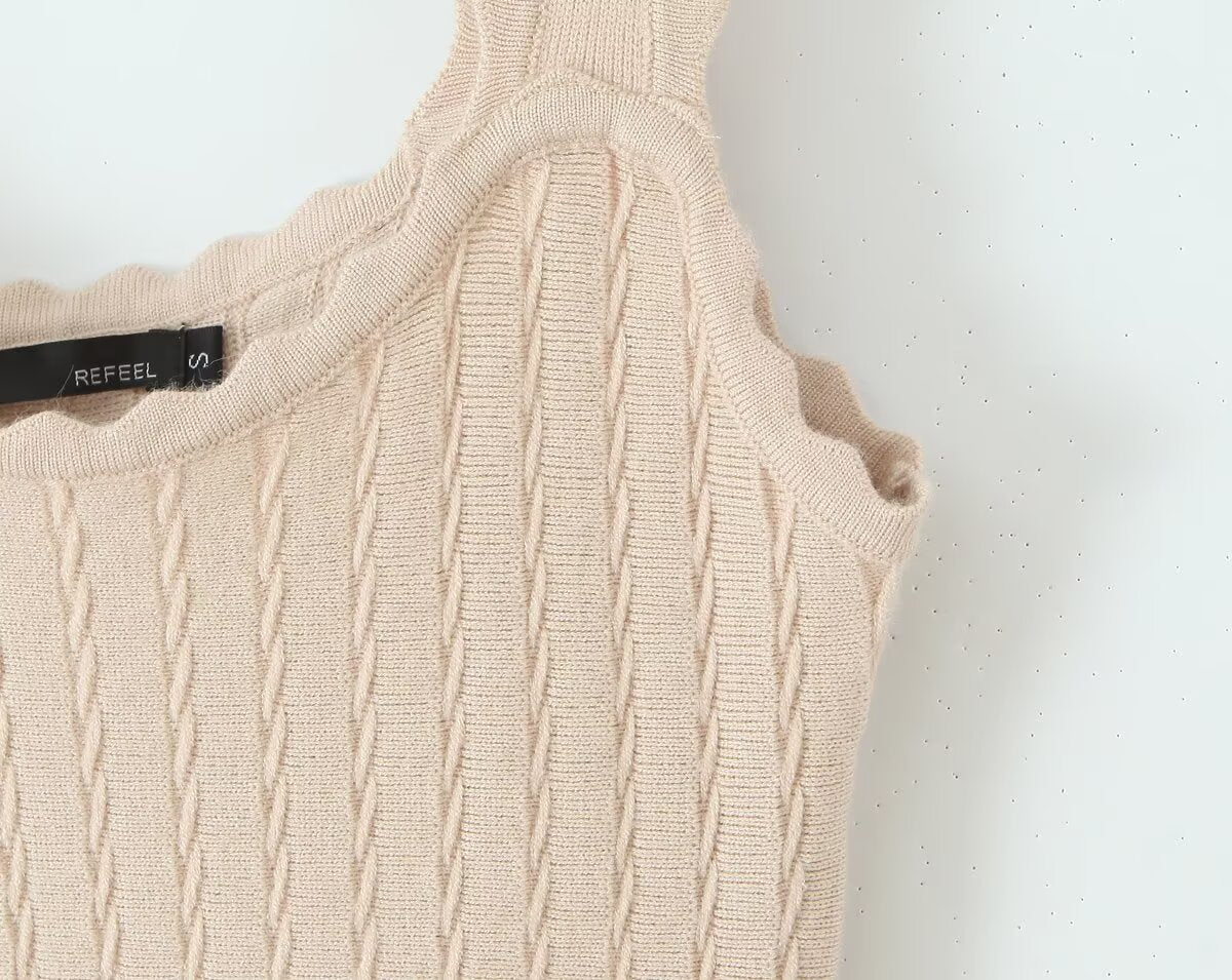 Knitted Cardigan Vest Dress Sets Women Modified Chest Waistline One Piece Long Sleeve Knitted Dress