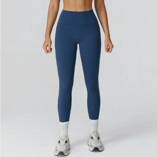 Sollinarry Contrast Color Brushed Yoga Trousers High Waist Tight Trousers Outdoor Cycling Running Exercise Workout Pants