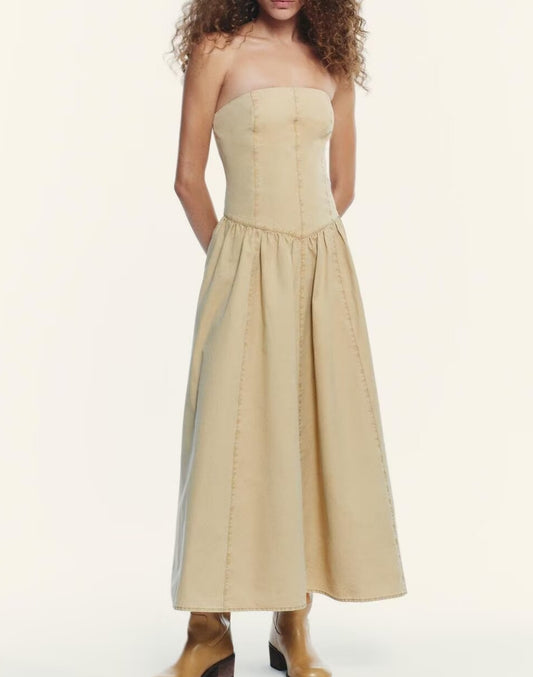 Fall Women Clothing Simple Slim Tube Top Dress