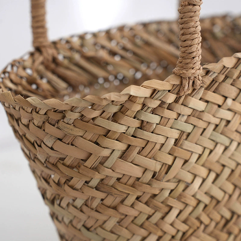 Natural Mitsubishi Grass Hand Woven Bag Straw Bag Simple Handbag Hand Bag Vegetable Basket Bag Women
