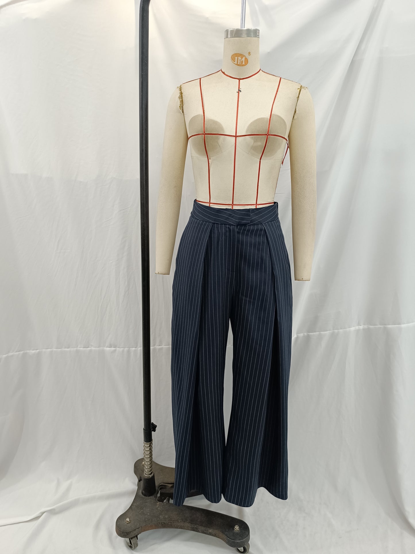 Early Autumn Women Clothing Office All Match Striped Wide Leg Pants
