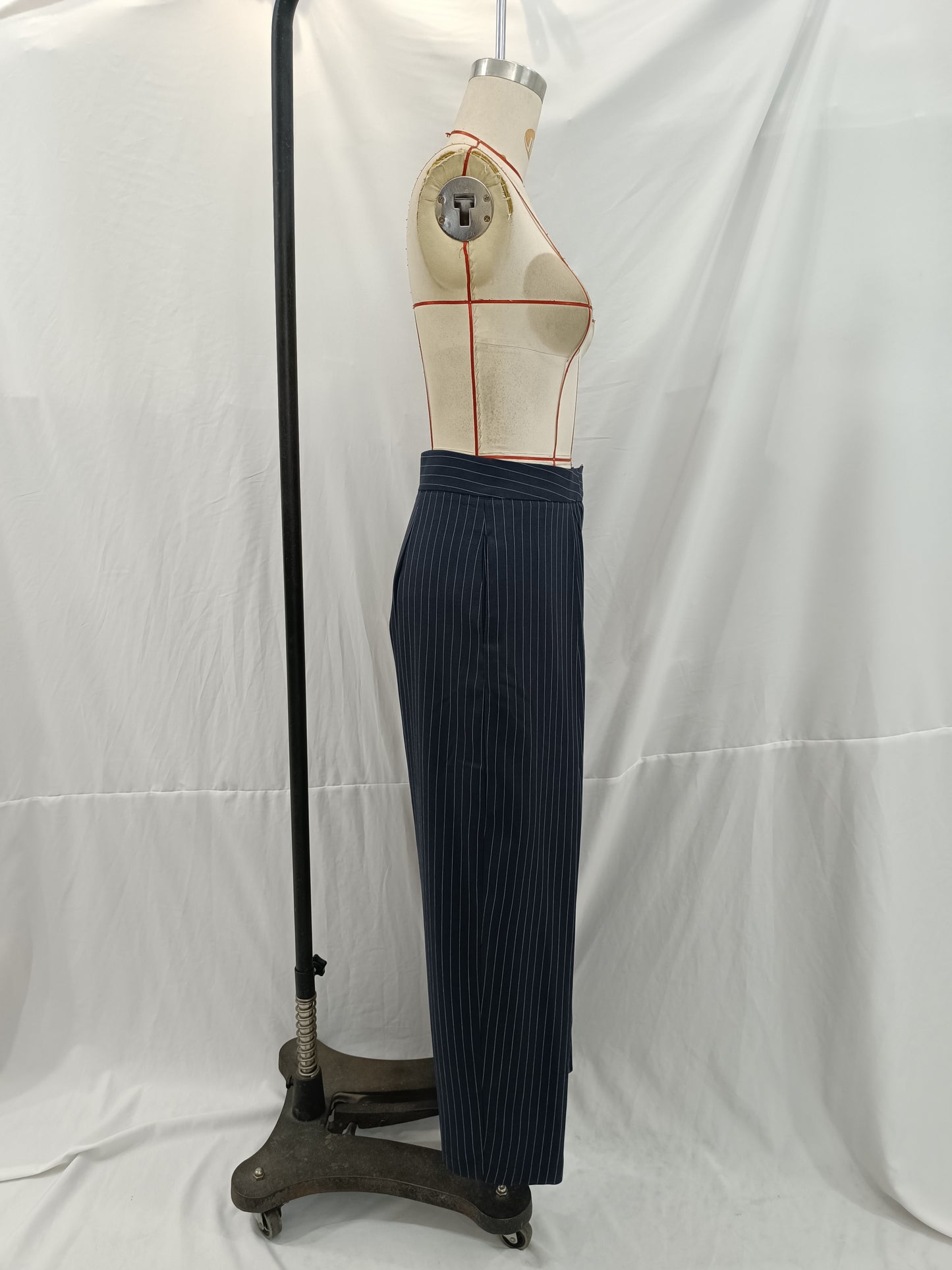 Early Autumn Women Clothing Office All Match Striped Wide Leg Pants