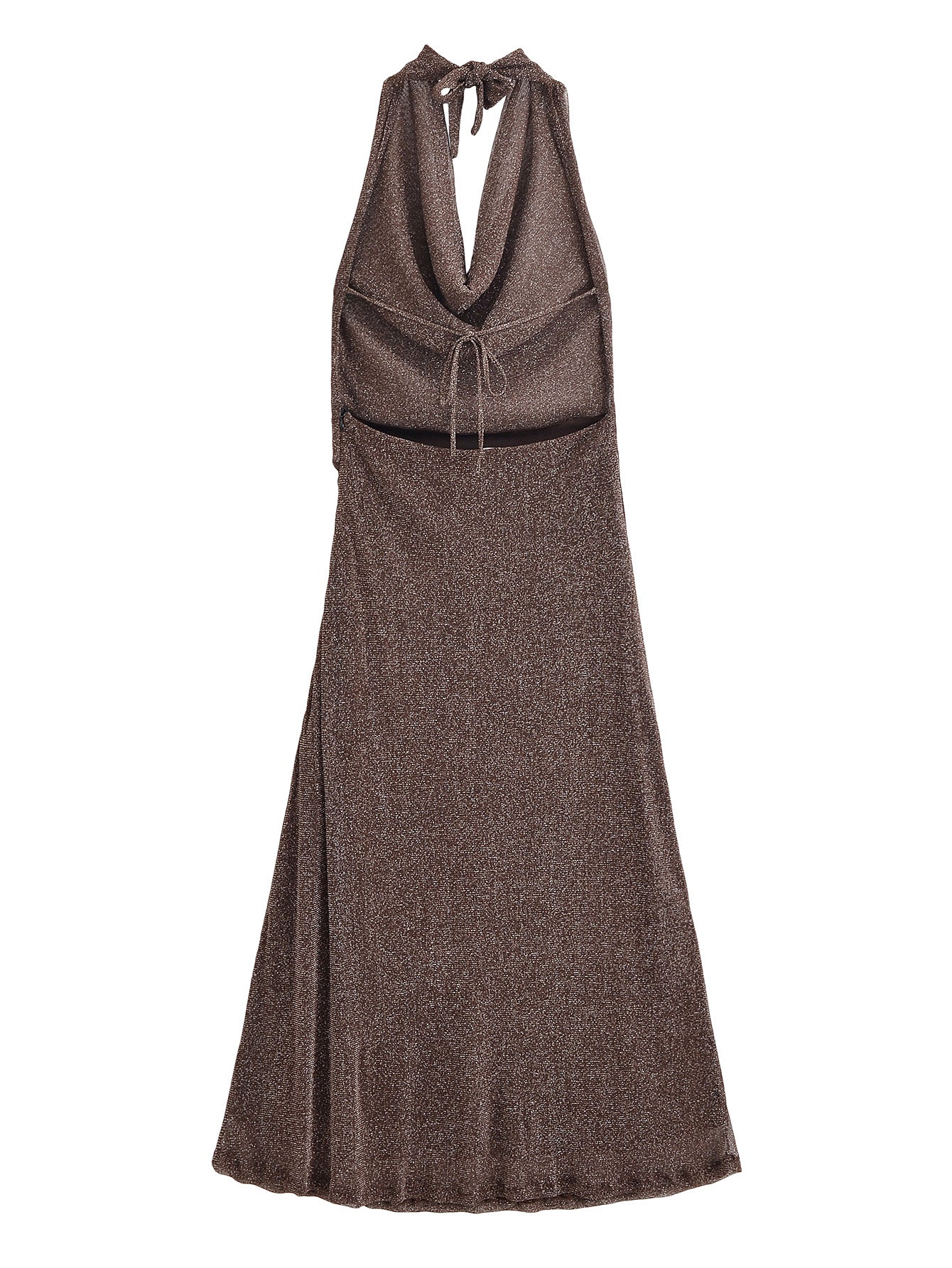 Women Clothing Autumn Backless Metallic Dress