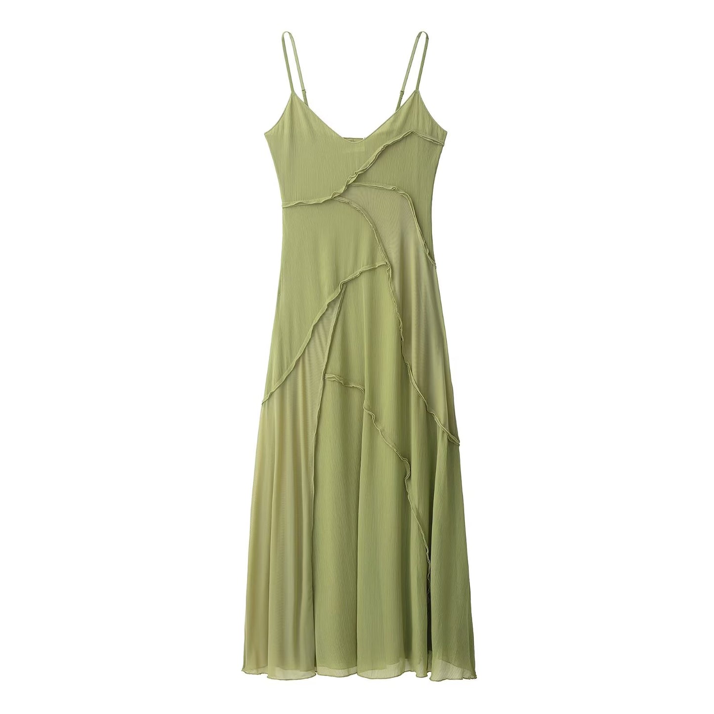 Women Clothing Draping Effect Stitching Dress