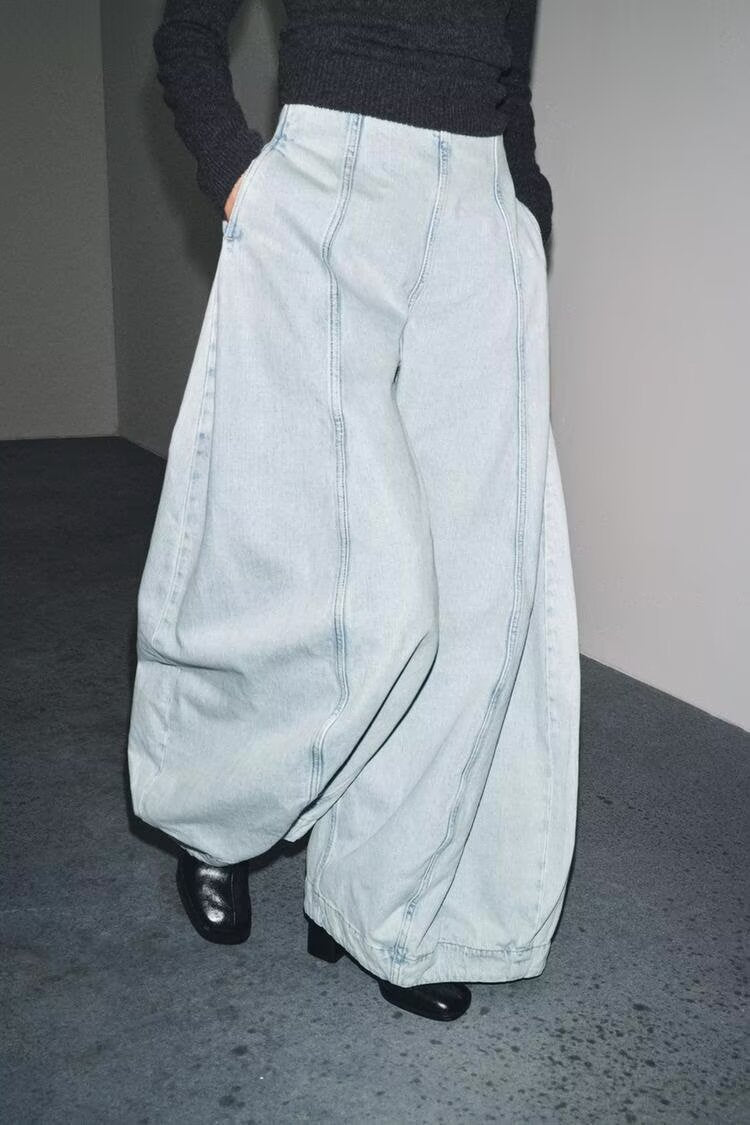 Women Clothing Autumn Series High Waist Balloon Jeans