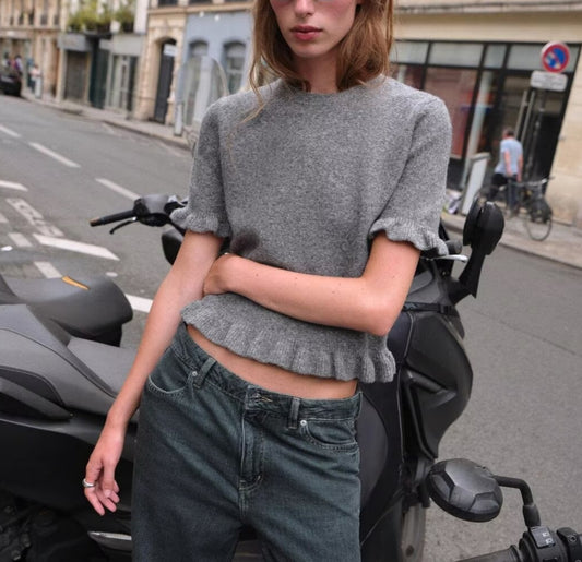 round Neck Solid Color Loose Pullover Niche Knitwear