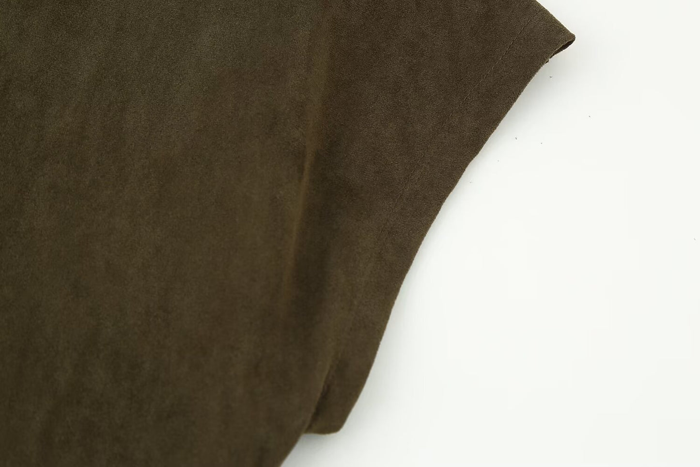 Early Autumn Women Clothing French Suede Leather Mid-Length Irregular Asymmetric Dress