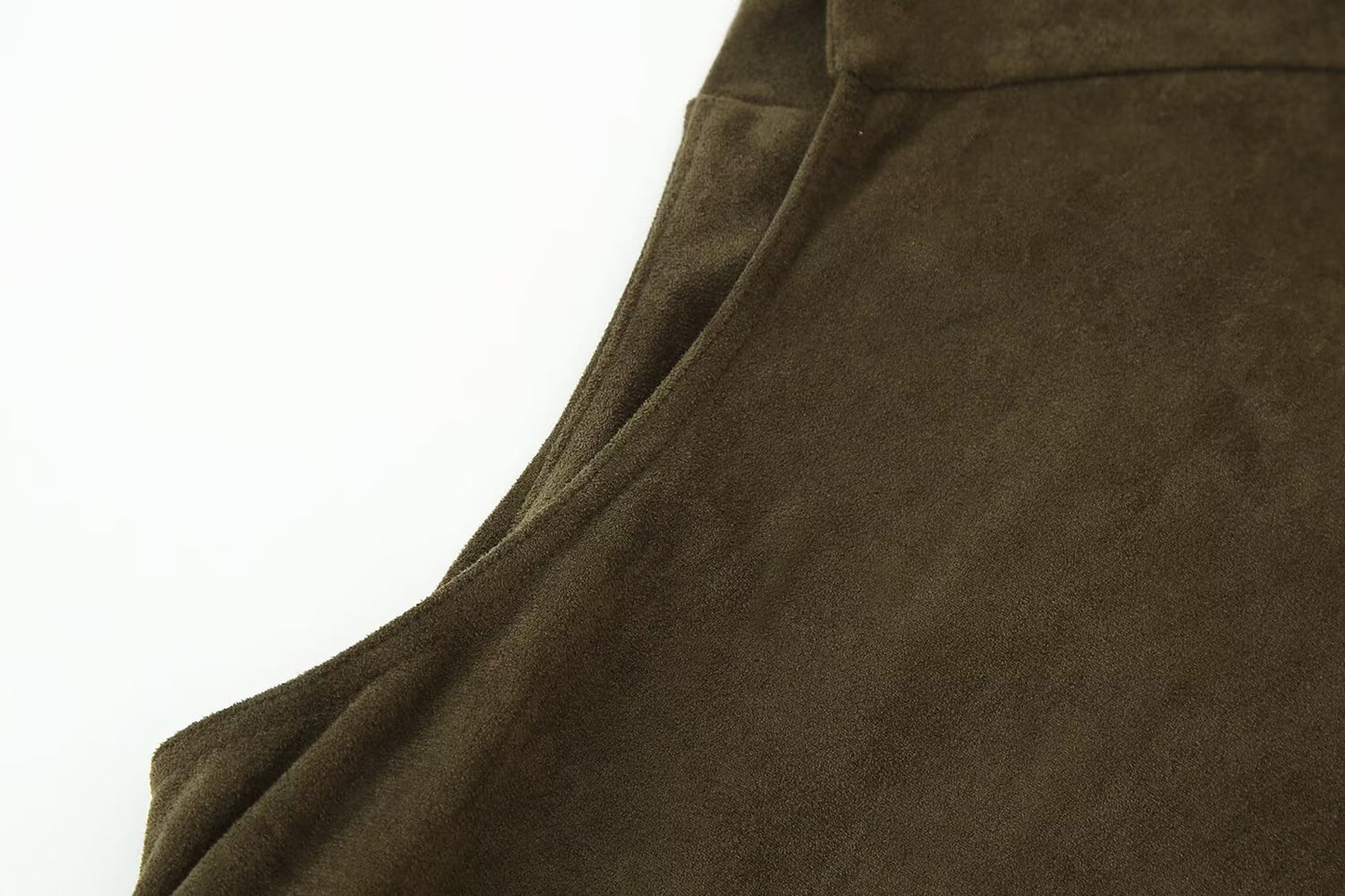 Early Autumn Women Clothing French Suede Leather Mid-Length Irregular Asymmetric Dress