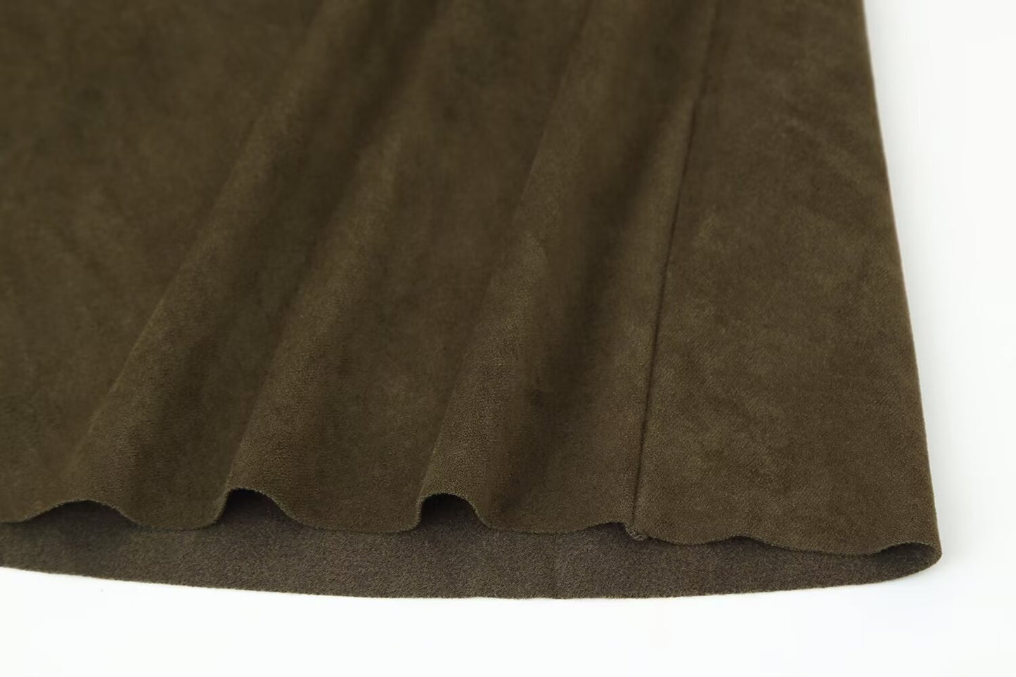 Early Autumn Women Clothing French Suede Leather Mid-Length Irregular Asymmetric Dress