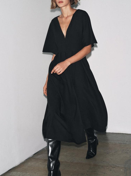 Summer High Quality Elegant Large Swing Dress Simple High Sense Women Clothing