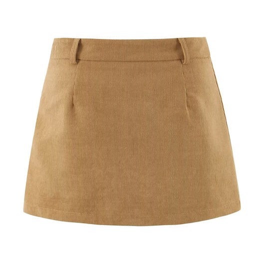 Autumn Retro Corduroy Sexy High Waist Hip with Safety Pants Skirt