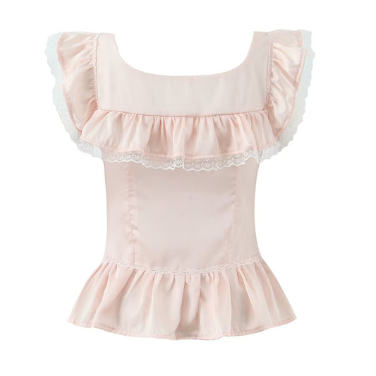 Atmosphere Lace Sleeveless Small Top Niche Lace up Waist Tight Sexy Short Sexy Shirt Vest - Wanita Store